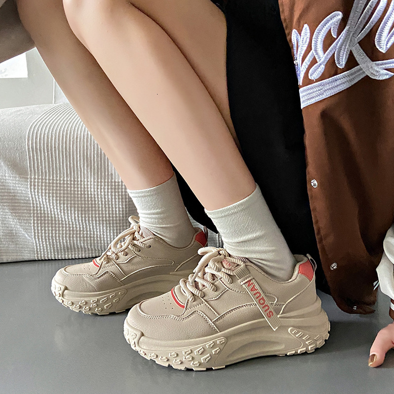 Ddmysports Autumn New Thick Soled Height Increasing Women S Casual Dad Student Leather Korean Version Sports Shoes K Outdoor Shoes