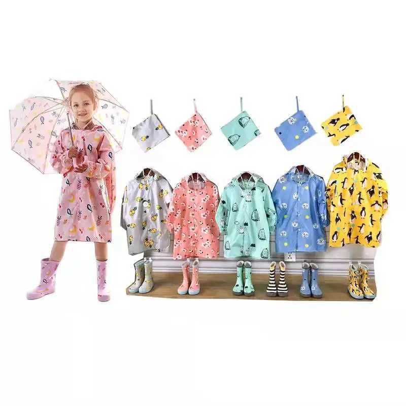 Raincoat Children Rain Poncho Boys Girls Poncho with Schoolbag Child Thickened Windbreaker Raincoat Rain Poncho Y240810