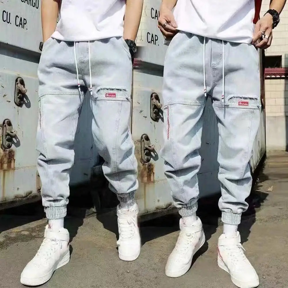 Chic Men Trousers Joggers Spring Summer Trousers Drawstring Match Pants Casual Plus Size Men Trousers 240812