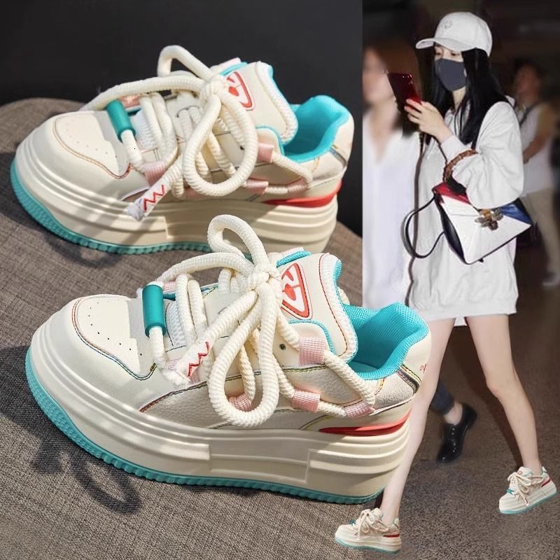 Internet Celebrity Height Increasing White For Women In Autumn New Thick Soled Sponge Cake Small Sports And Leisure Board Outdoor Shoes