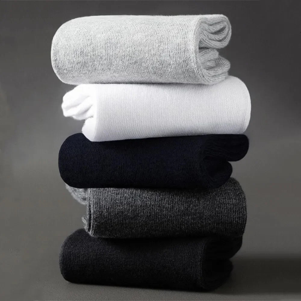 10 PairSet Fast Send Mid Length Cotton Socks Men Solid Color Antibacterial Deodorant Sweat Absorbing Simple Socks 240812