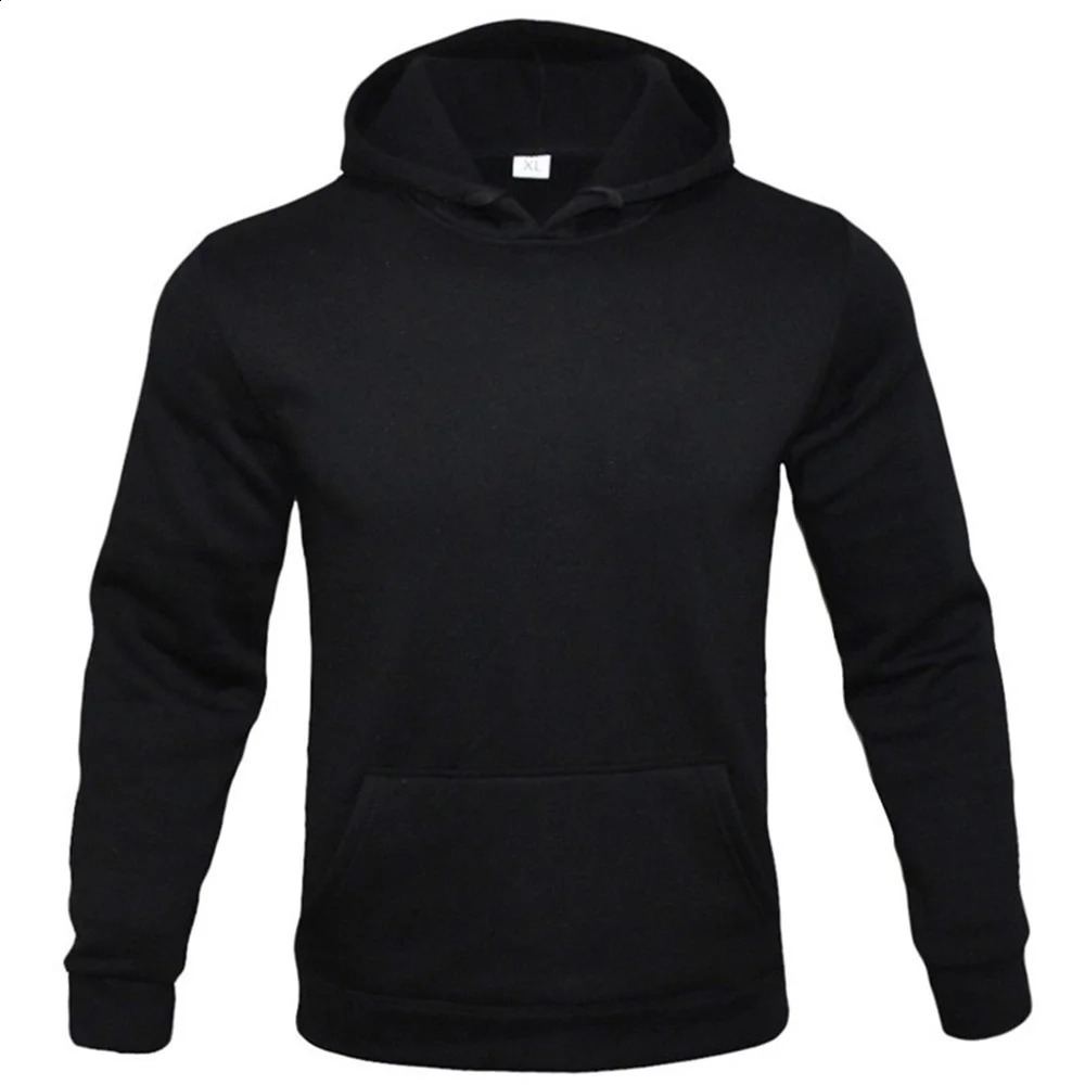 Pure -colored mens hoodie velvet warm mens sportswear fashion street casual mens loose breathable bouquets and hoodie 240812
