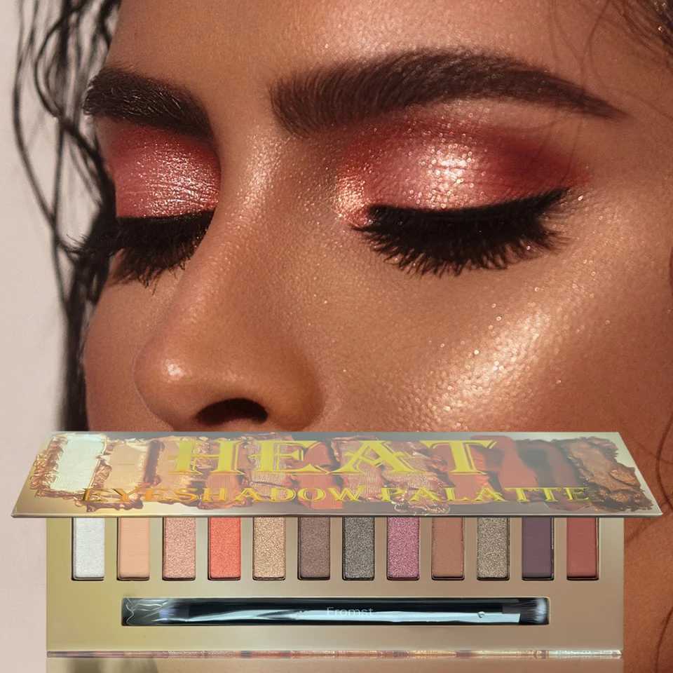 12 Colors Black Eyeshadow Palette Glitter Brown Neutral Dark Smokey Eyeshadow Palettes For Halloween Gothic Punk Style MakeupCL240812