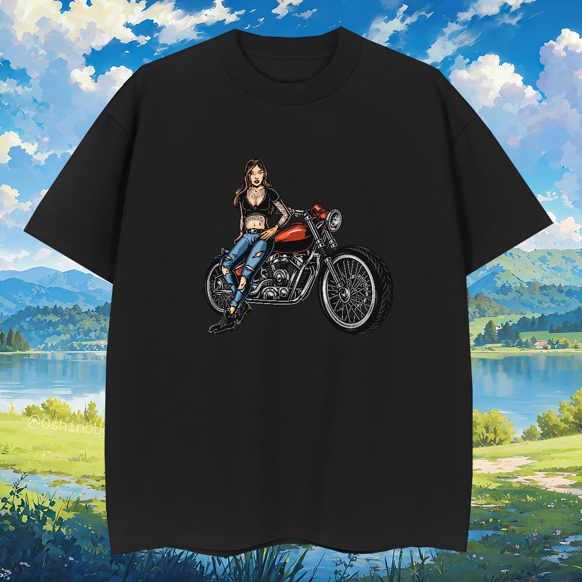 Cool Tshirts Motorcycle 100% Cotton 230g Casual Breathable Short Sleeve T-Shirts Customized Print Fashion Tops Shirt