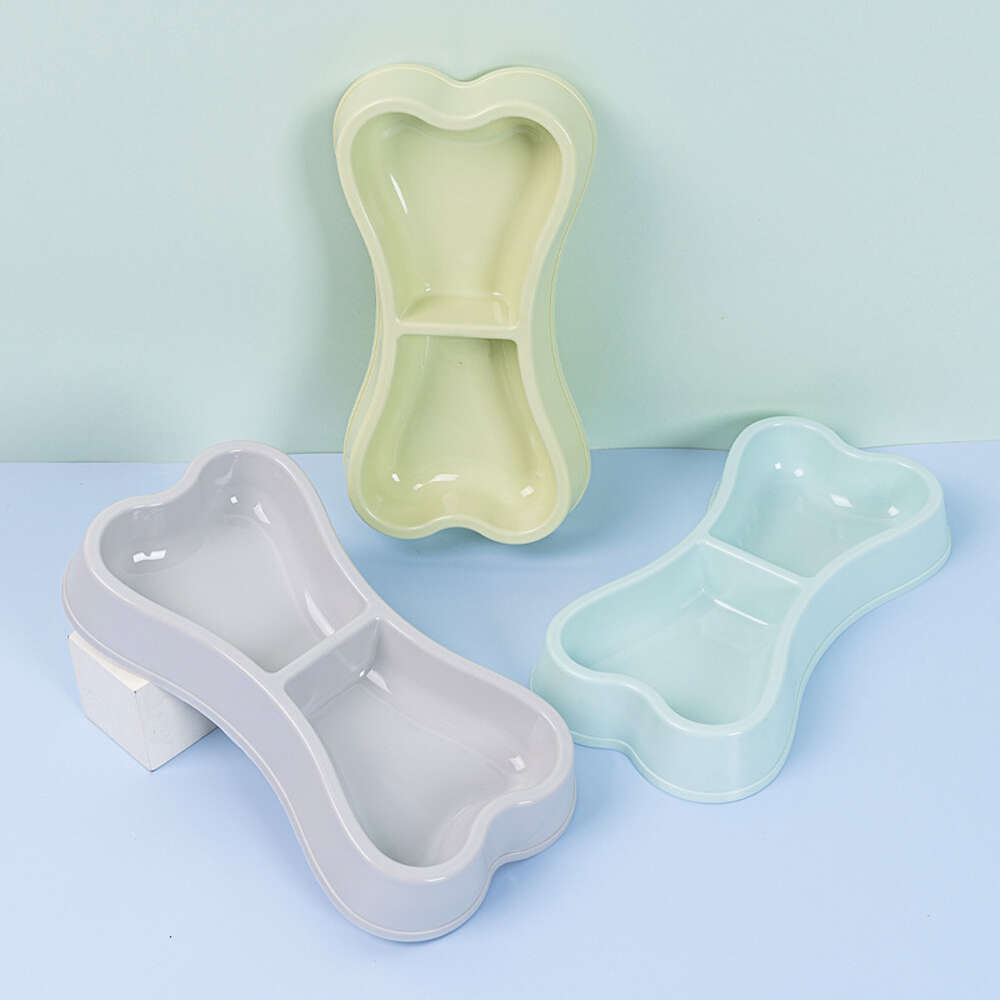 New Nordic style aron color bone shaped double Havo dog pet food utensil cat bowl