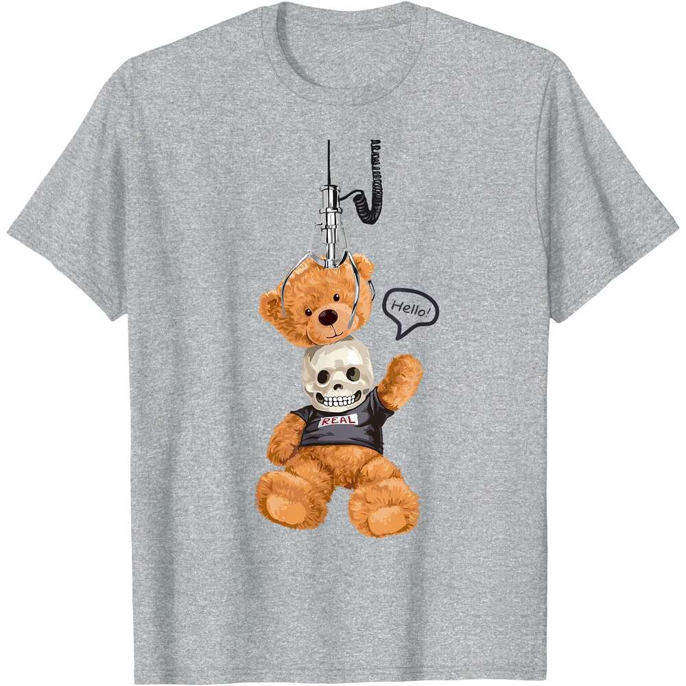 Halloween T shirt for Mens Cool Funny Teddy Bear Skull Illustration T-Shirt Shirts Tshirt Graphic Tee Casual Tops Clothes Short sleeve 2025