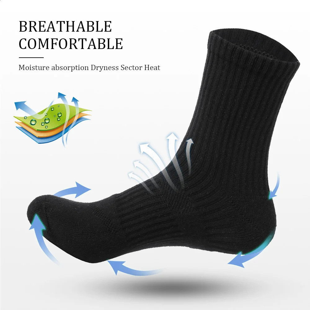 Mens Moisture Wicking Outdoor Hiking Work Cotton Socks Compression Cushion Crew Leisure Men Black 5 Pairs 24
