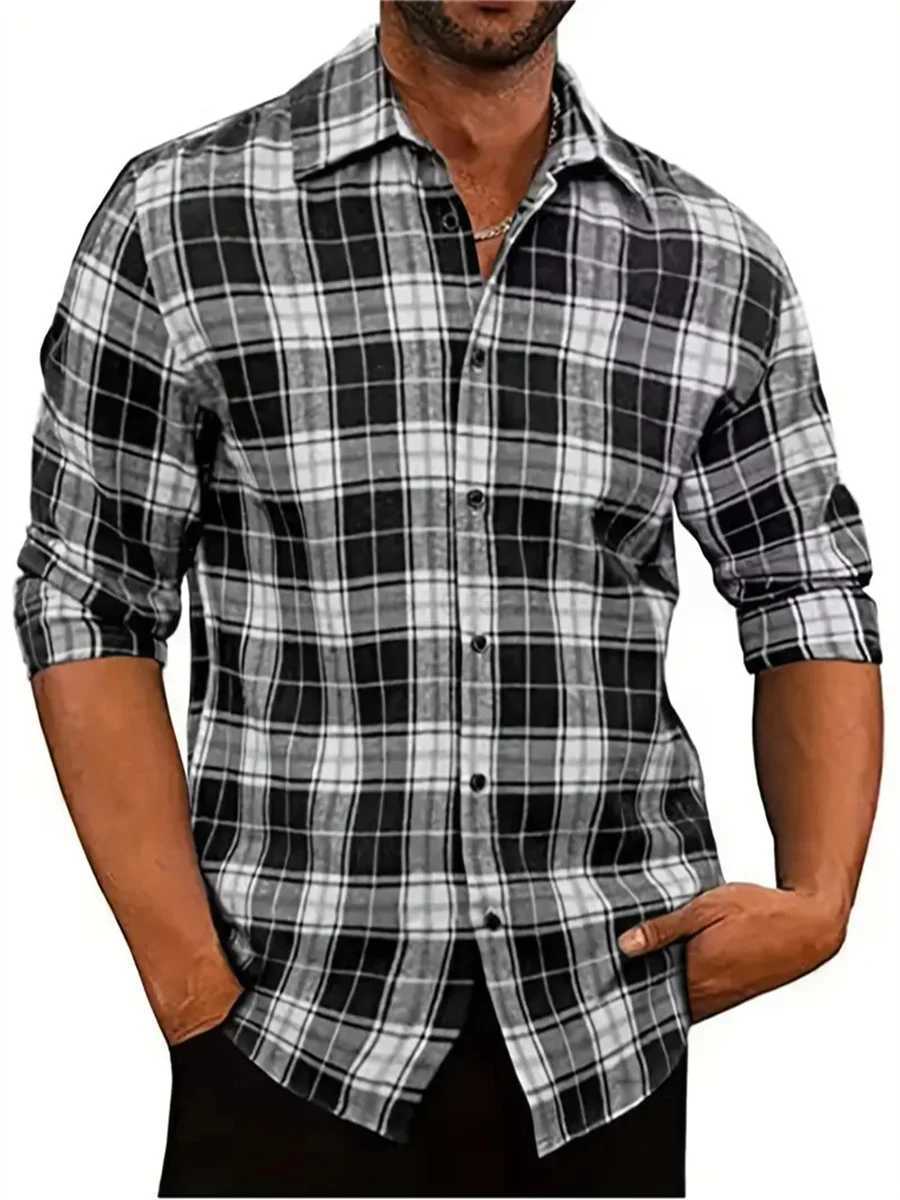 Mens shirt high quality striped business casual soft wear social soft comfortable material lapel plus size shirtXJ240812