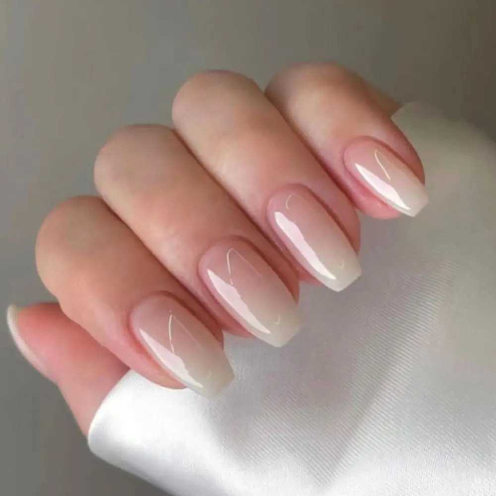 24 pieces of long ballet dancer fake nails French glitter gold pink aurora fake nails fully covered press DIY detachable nails W240810