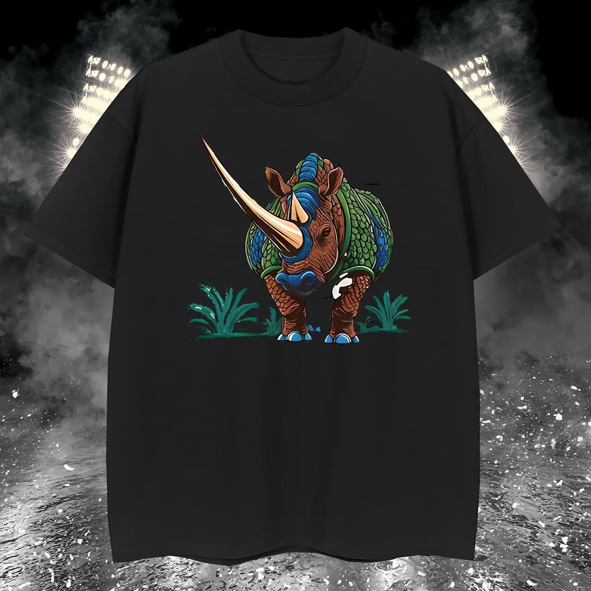 Free Shipping T Shirt For Man rhinoceros Round Neck Short Sleeve Anime Printing Street Oversized 3XL 4XL 100% Cotton 230g Mens Tshirts DIY Customized 