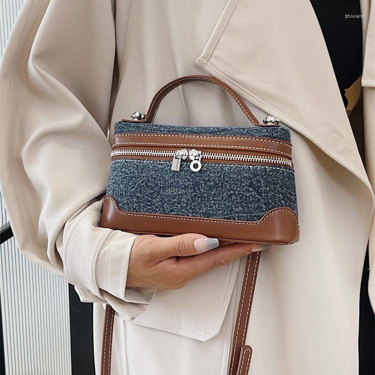 Bag Denim Color-matching Portable Small Square Women's Cross-border Trendy Explosive Shoulder Crossbody zhanyishengli