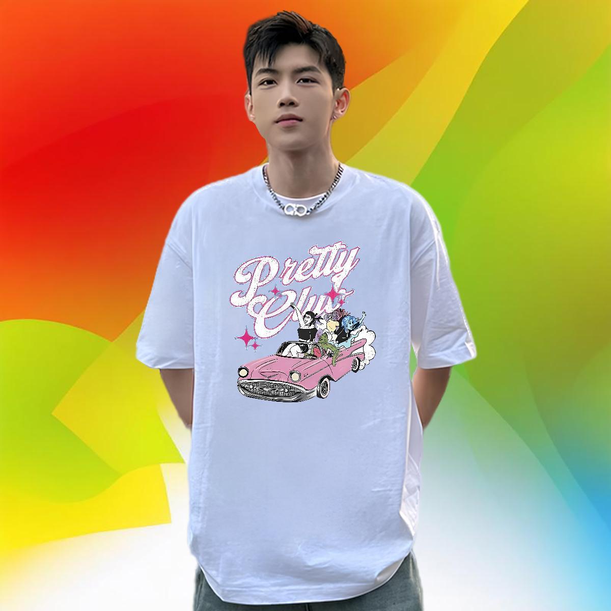 2024 New T Shirts Men car Tees Shirts 230g Pure Cotton Summer Casual Soft Cartoon Print Round Neck Short Sleeve Men Clothes T-Shirt