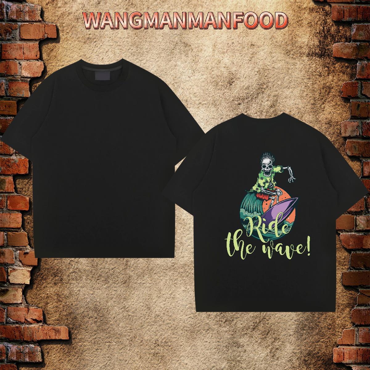 Casual New T Shirt For Man skull Tee Shirt 230g Cotton Daily Wear Free Shipping DIY Logo Oversized Round Neck Short Sleeve Men Tops Tees