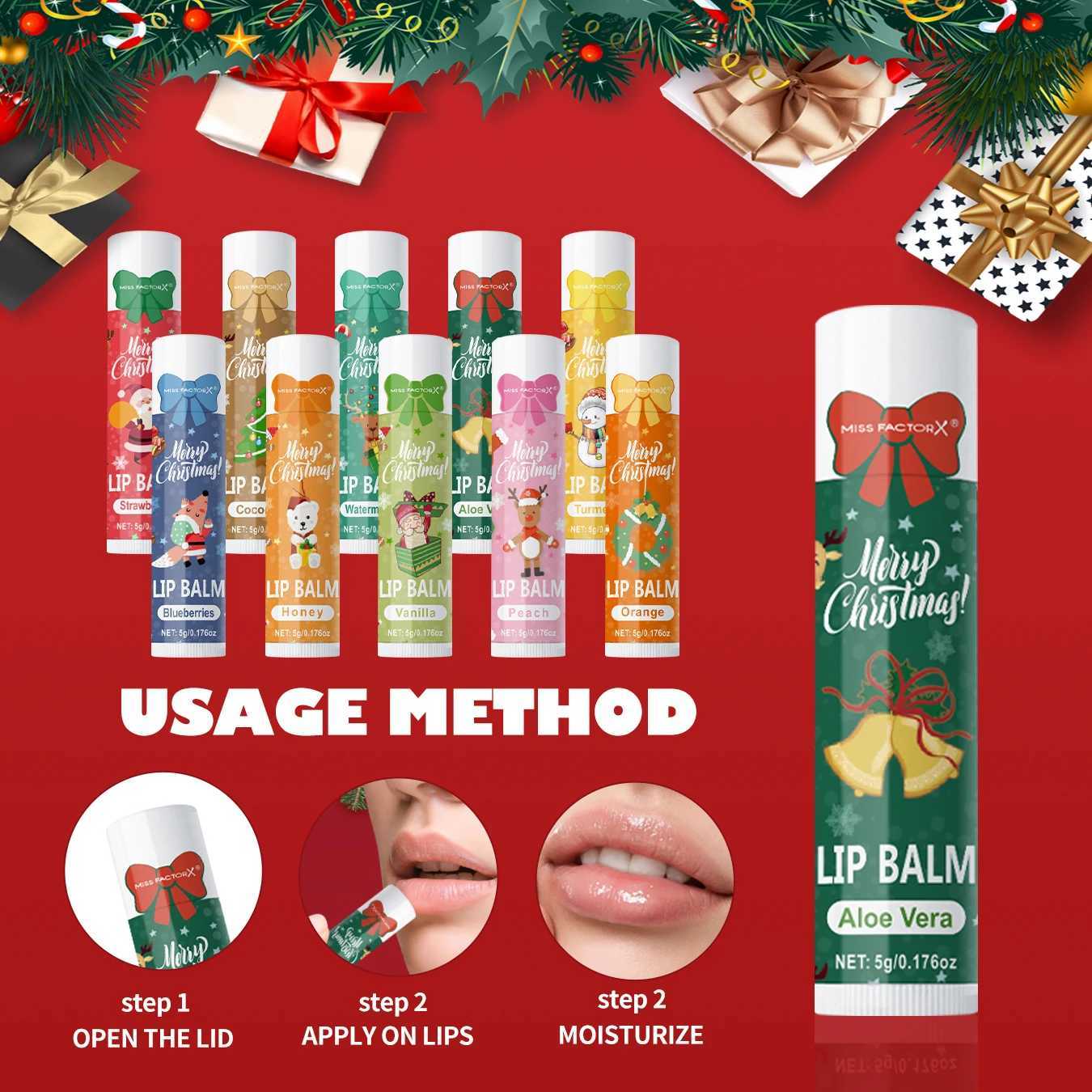 10 pieces/box Christmas gift box lipstick set deep moisturizing lipstick moisturizer bright lip color gift for women W240810