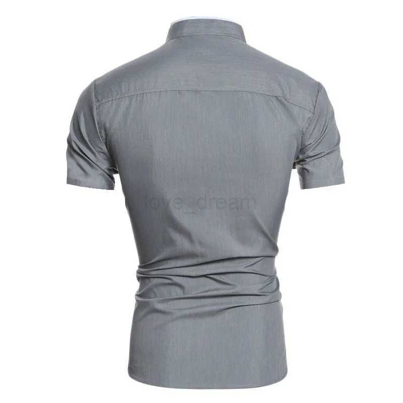 New mens solid color casual commuting short sleeved shirtXJ240812