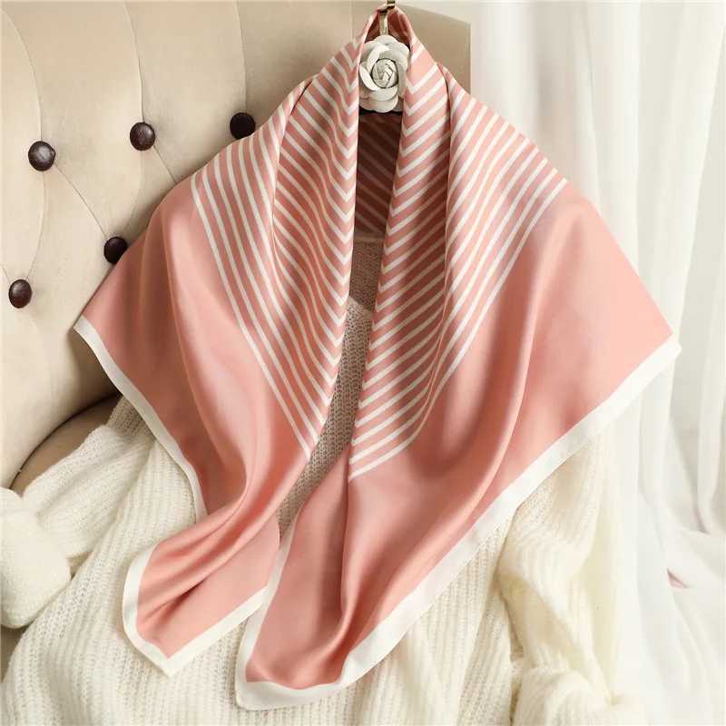 2024 New 90 * 90cm Luxury Brand Silk Scarf Womens Fashion Soft Square Scarf Handle Satin Bread Bandage Fulard Shawl Headscarf W240810