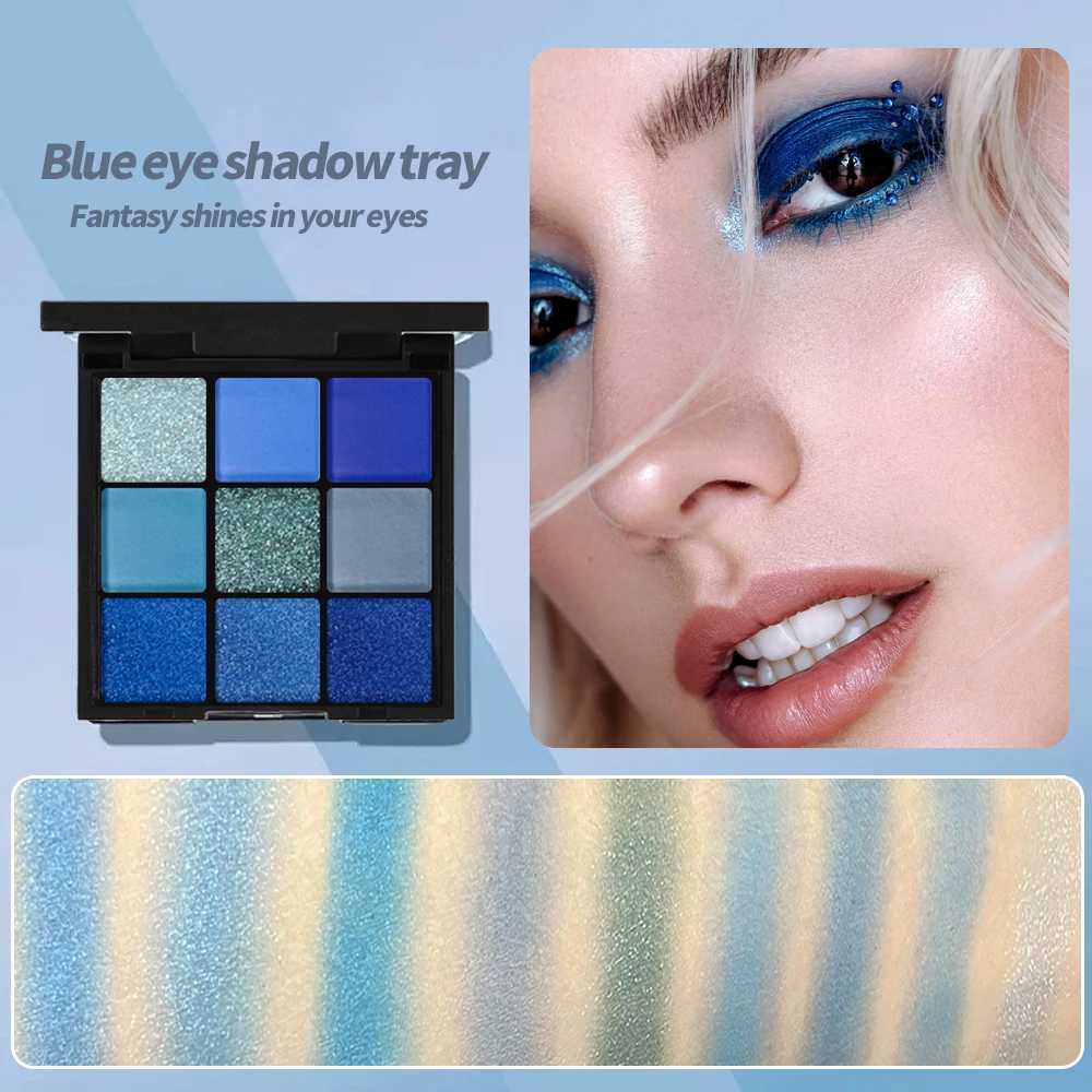 9-color dolphin blue anti sweat natural matte glitter eye shadow palette music festival cosmetics eye makeupW241212