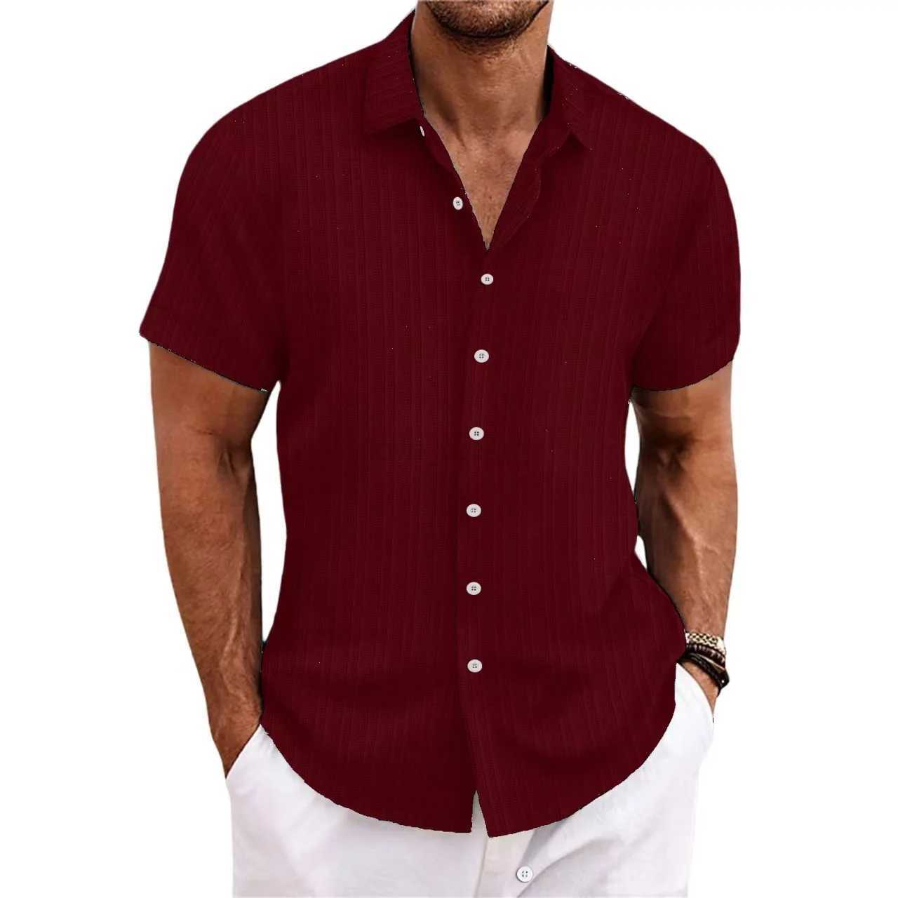2024 Europe and the United States Hot New Mens Striped 3D Printing Fashion Casual Simple Loose Short-sleeved ShirtXJ240812