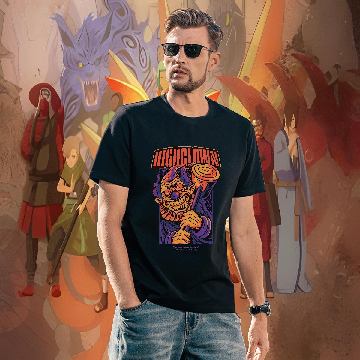 Casual New 230g 100% Cotton Men T Shirts scary High Street Hip Hop Men Tops Tees Polos Short Sleeve O-Neck Wholesale Custom Printing