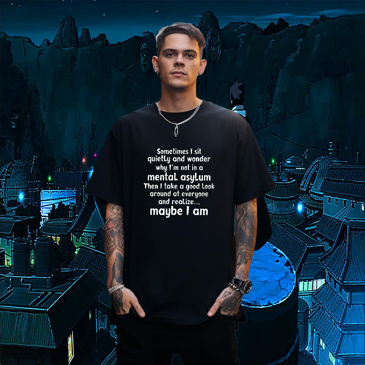 Free Shipping Men Tees letter 230g Cotton Home Outdoor Pure Cotton T Shirts Men Anime Print Classic Tee Shirt