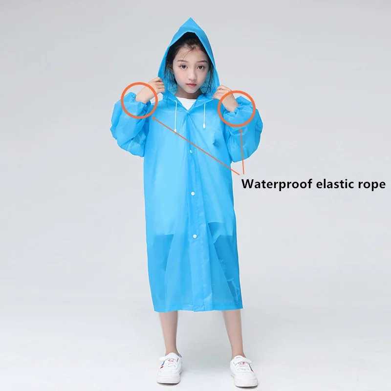 Reusable EVA Children Adult Raincoats Kid Adult Thickened Waterproof Rain Coat Girl Boy Outdoor Hiking Travel Rain Jacket Y240810