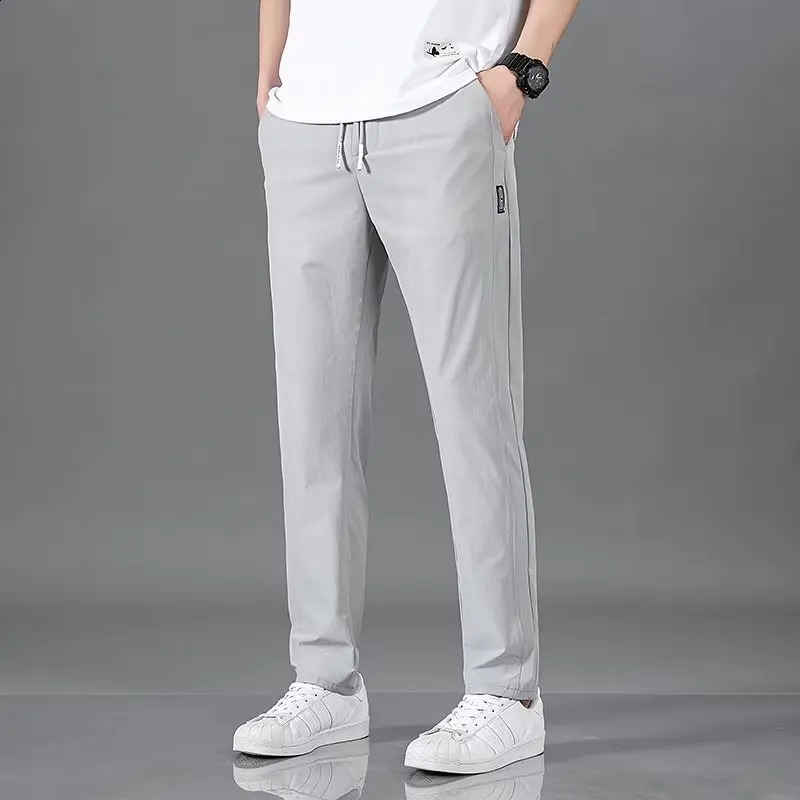 Mens Trousers Casual Solid Breathable Slim Straight Pants Male Joggers Thin Quick Dry Sweatpants Sports Pants Hiking Pants Men 240816