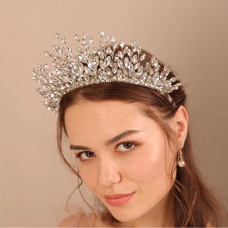 Rhonestone Bridal Crown for Women Headpiece Handmade Wedding Hair Jewelry Accessories Fashion Party Prom Tiaras Ornaments 240805