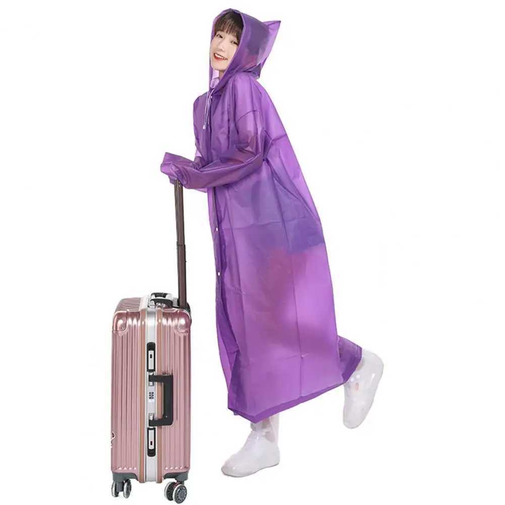 Rain Poncho Buttons Closure Hooded Raincoat Double Layer Waterproof Simple Children Full Body Raincoat Y240810