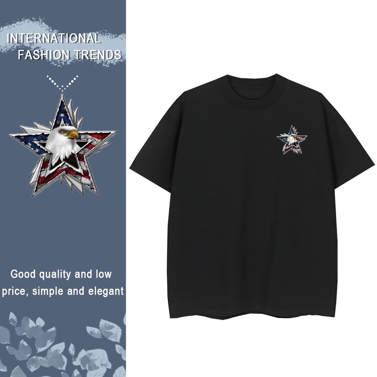 Men T Shirts 100% Cotton 230g eagle Hip Hop Street Crew Neck Breathable Custom Print Plus Size Men Clothes T-Shirt Stylist Popular Tees Shirts