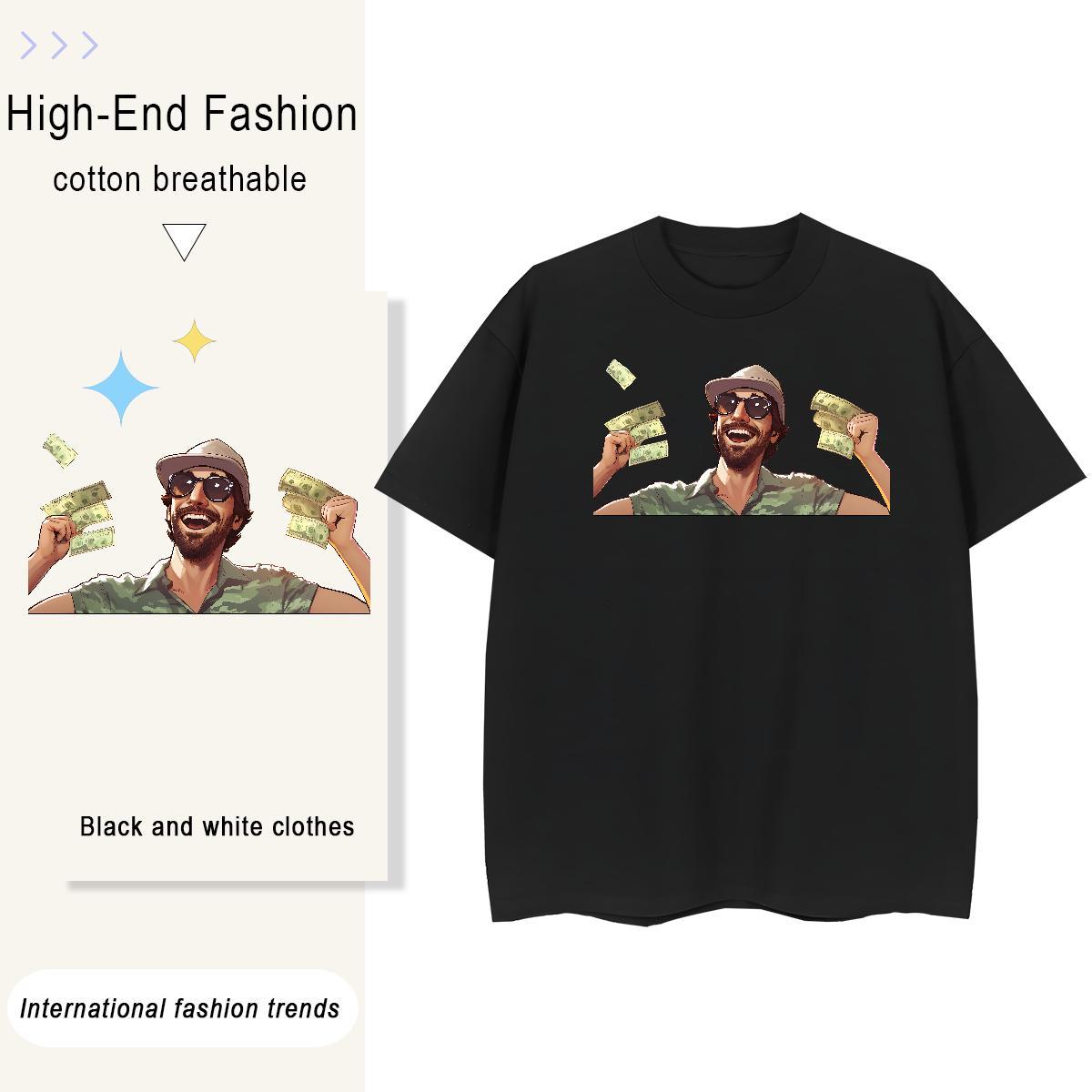 Designer Men Clothes T-Shirt Summer Casual 100% Cotton 230g Floral Print Round Neck Short Sleeve money T Shirt For Man Wholesale Tops Shirt