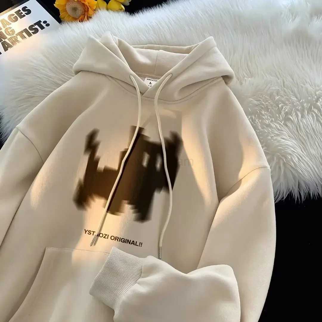 Mens hip-hop hooded sweater loose vintage hooded sweatshirt student casual top autumn trendy clothing street gym clothingXJ240812