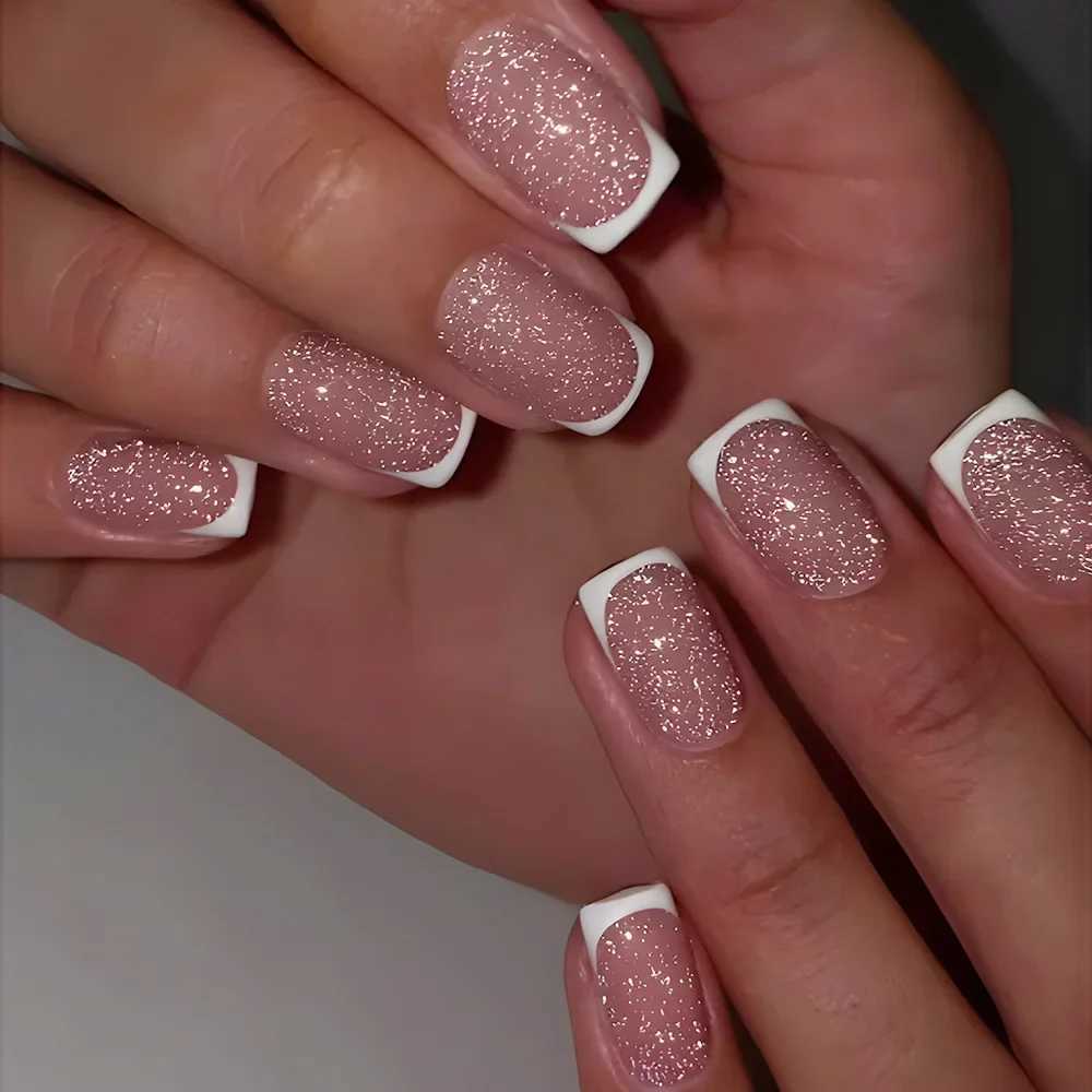 24 summer fake nails with charming design long flame ballet dancer fake nails wearable Coffin French nail tips press nails W240810