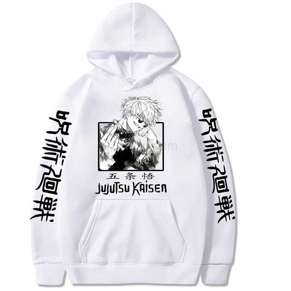 Jujutsu Kaisen Hoodie Anime Gojou Satoru Print Hooded Pullovers Tops Loose Long Sleeves Harajuku Man Clothes Fleece HoodiesXJ240812