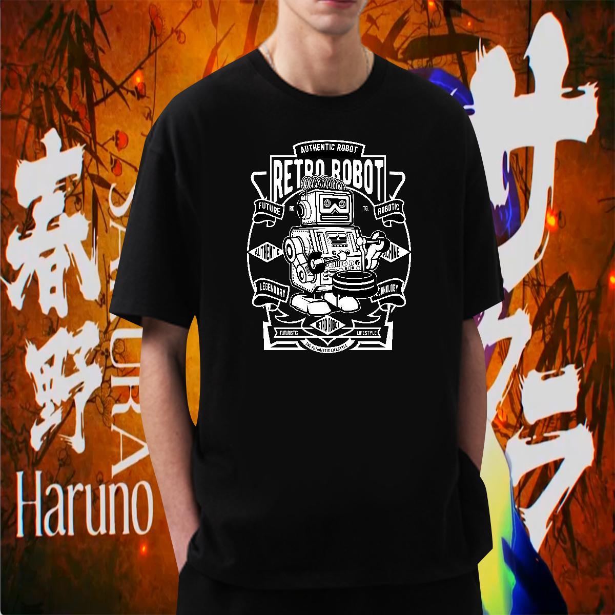 Fashion Design T Shirt For Man robot Clothes 100% Cotton 230g Daily Outfit Brand DIY Printed O Neck Short Sleeves Men Tees