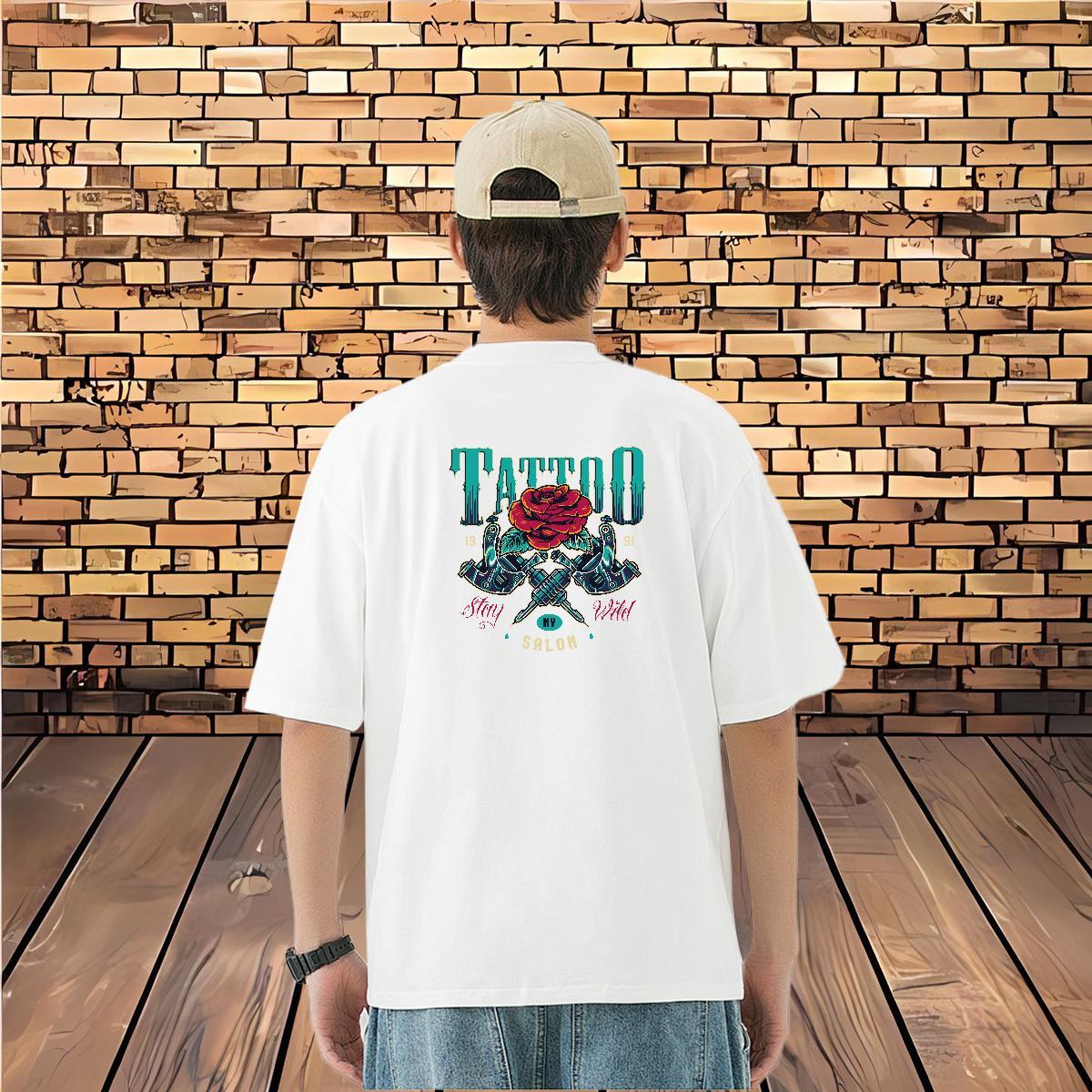 2024 New T-Shirts for Men tool Tees Shirts 230g Cotton Summer Casual Comfortable Floral Print Breathable Short Sleeve Couples T Shirts