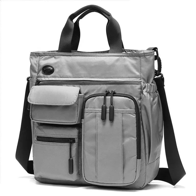 Business shoulder bag mens multilayer multifunctional 14 inch tablet and file handbag diagonal cross casual briefcase 240810