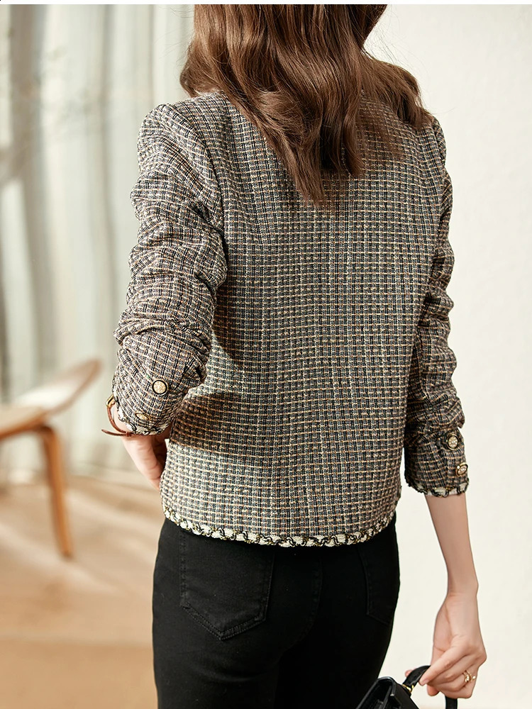 Vimly Short Tweed Jackets for Women Autumn Winter Korean Fashion Long Sleeve Elegant Jacket Coat Outerwear Clothes V0813 240812
