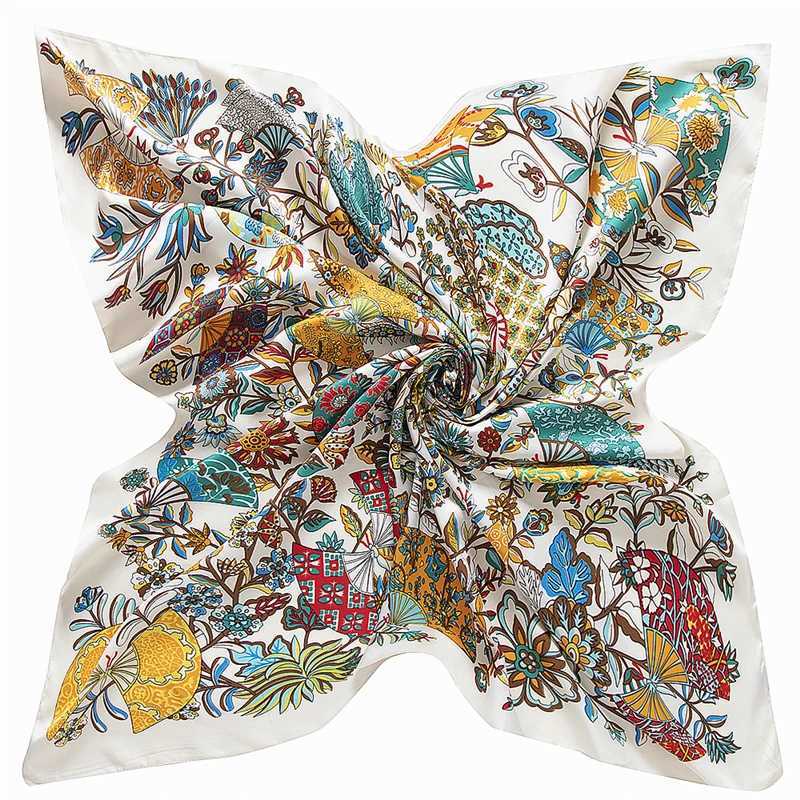 Luxury brand new pollen factory womens scarf twill silk square scarf Bandanna Kerchie womens cape scarf W240810