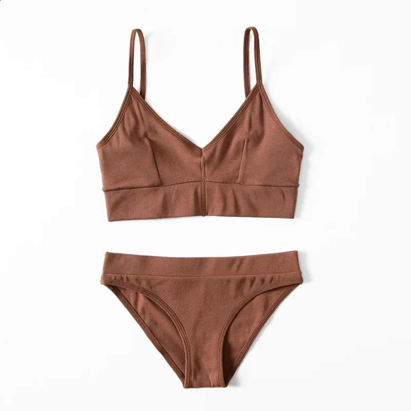 Thread Cotton Backless Bra and Panties Set Wireless Unlined Bra Set Underwear for Bralette Top Lingerie Women 240812