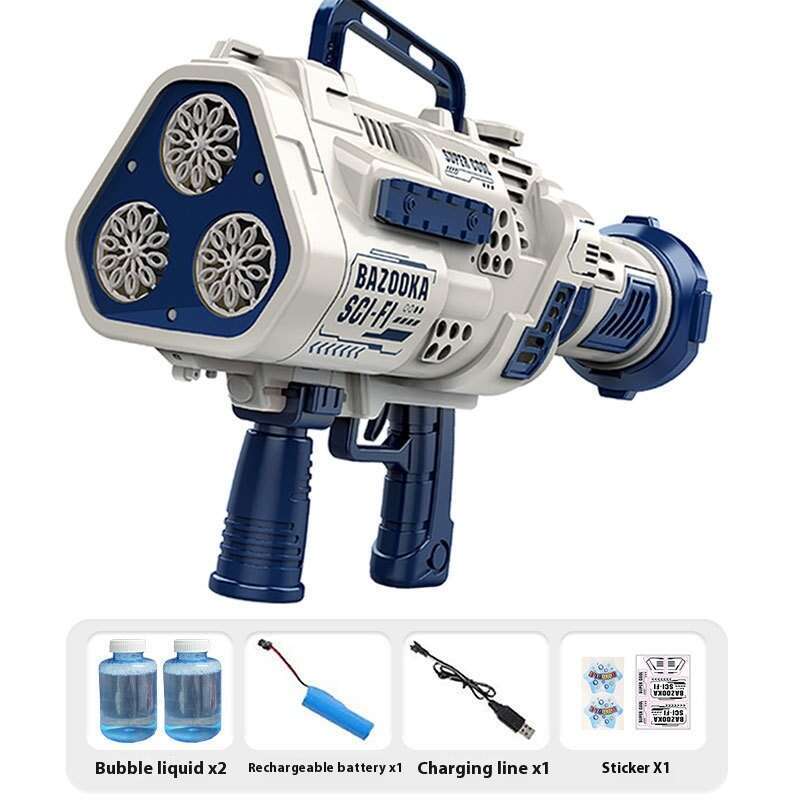 Fully Automated Neptune 24-Hole Bubble Machine & Rockets Blaster - Fun Kid's Toy Guns