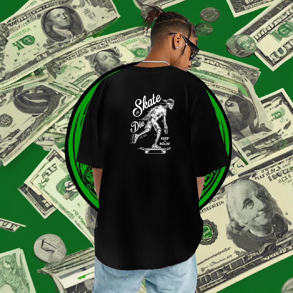 Free Shipping T-Shirts for Men skull Tees 230g 100% Cotton Beach Designer Custom Printing Breathable Short Sleeve Men Tees