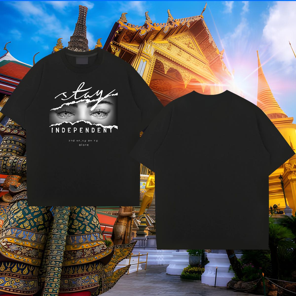 Classic T-Shirts for Men eyes Top Tees 230g 100% Cotton Casual Cool Oversized 3XL 4XL Short Sleeve Soft Men Tshirts