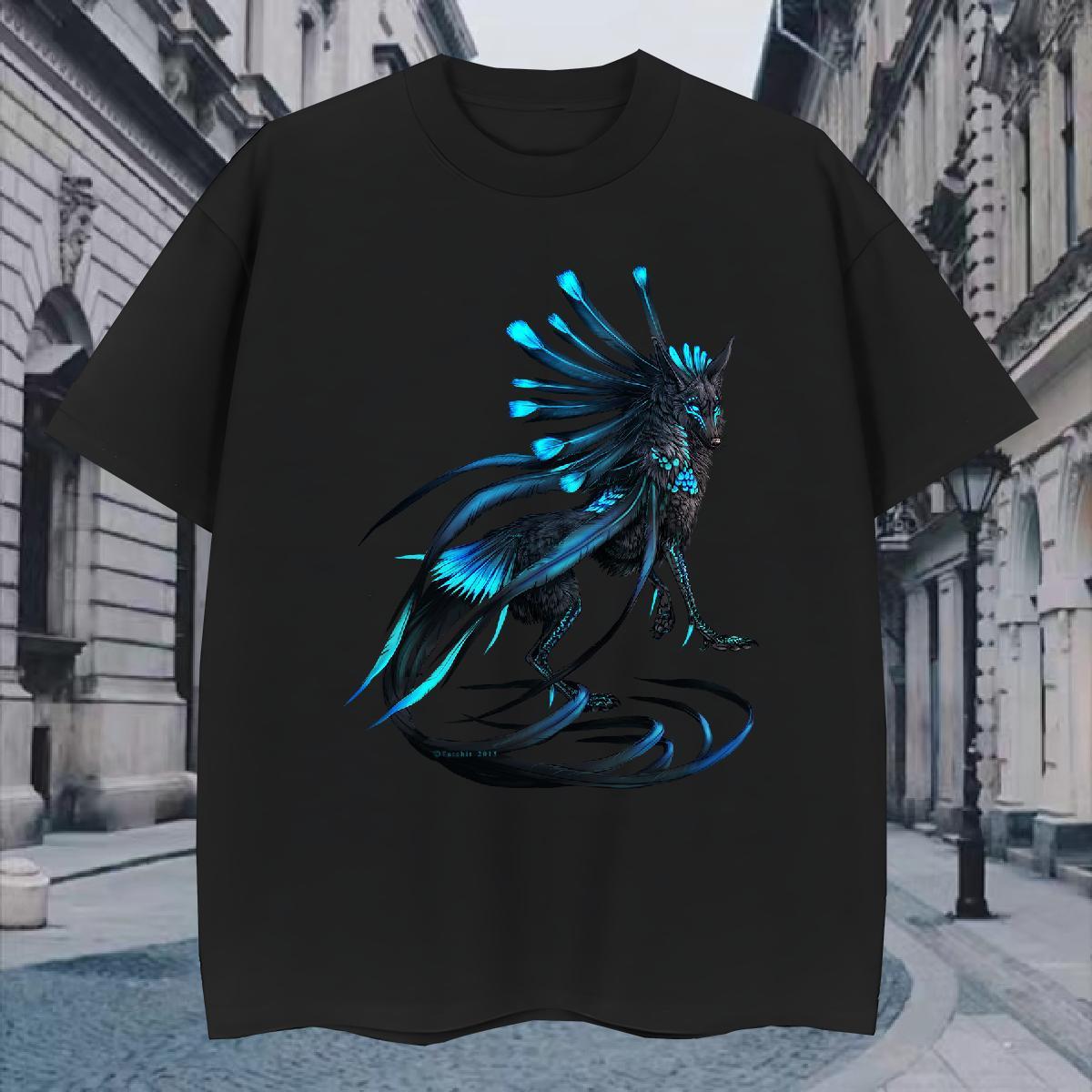 Soft T-Shirts wolf Breathable Short Sleeve Beach Black White 100% Cotton 230g Mens Tshirts 2024 New Clothings