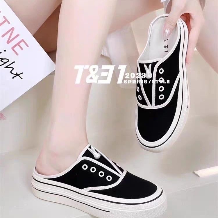 Ddmyoutdoor Summer Slim Canvas For Women New Style Eels Wear Small White Shoes Stand Out Step On Lazy Alf Slippery Outdoor