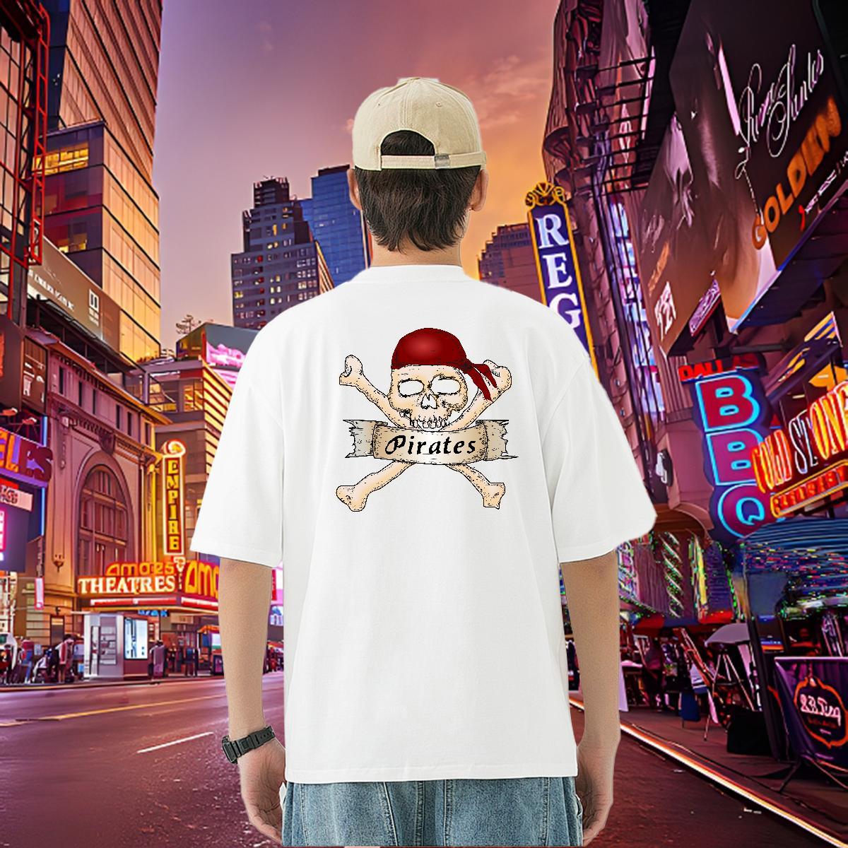 Fashion New T Shirt For Man skull Tees Shirts 230g Pure Cotton Daily Outfit Popular Custom Print Plus Size Breathable Crew Neck Tshirt for Man Woman