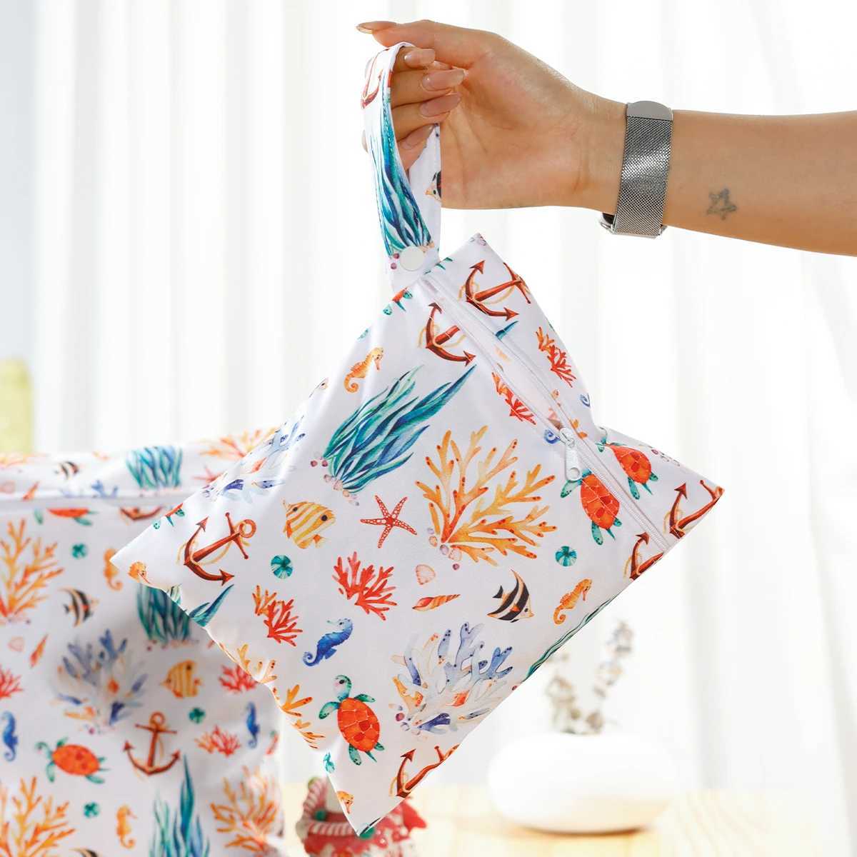 2-piece/set waterproof reusable wet dry bag for diapers travel beach swimming pool daycare baby products yoga fitness bag W240812