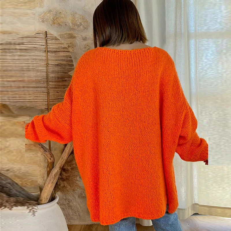 Crocheted Letter PEACE LOVE Knitted Sweater Womens Autumn V-neck Loose Top Pullover Winter Long Sleeve Female Jumper Harajuku 240812