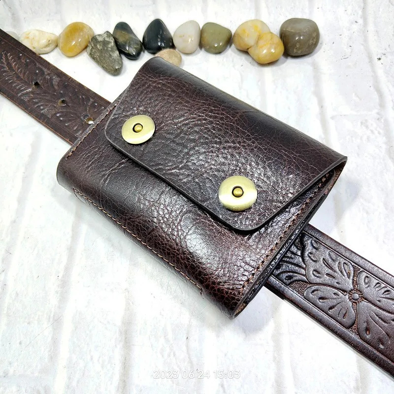 Blongk Zippered Waist Pack Leather Belt Bag Driver License Case Card Clip Wallet Coin Wallet Car Key Bag Men LBHD 240812