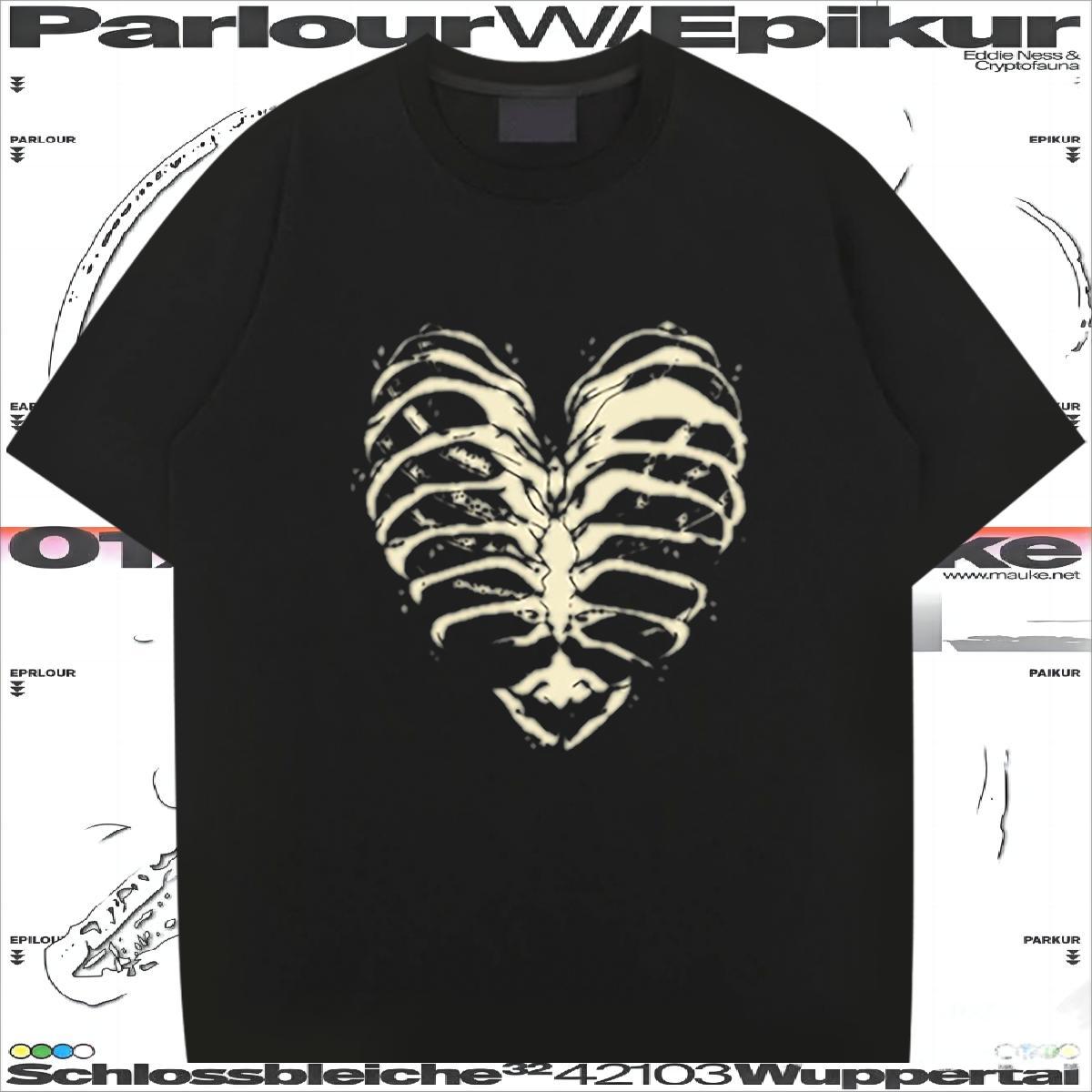 New T-Shirts skull Tops Tees 230g 100% Cotton Street Casual High Quality DIY Anime O-Neck Short Sleeve Couples T Shirts