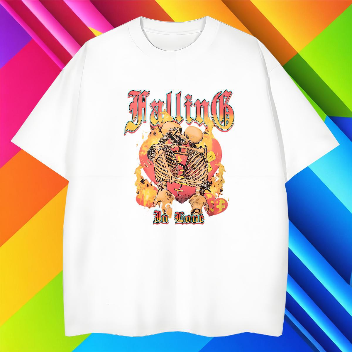2024 Summer T Shirt For Man skull Tops 230g Pure Cotton Daily Outfit Classic Floral Print Crew Neck Tshirt for Man Woman